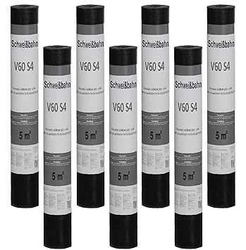 Schweissbahn V60 S4 TALKUMIERT 35m Bitumenbahn Dachbahn Dachpappe 7 Rollen