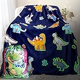 LMKLOP Glow in The Dark Dinosaur Blanket for Boys/Girls/Toddler/Baby, Cute Funny Kids Throw Blanket for Birthday/Toys, Dinosaur Gifts for Boy Age 3-12 40"x 60"