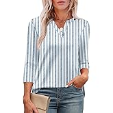 LOMON Womens 3/4 Length Sleeve Tops V Neck Business Casual Blouses Summer Tees Shirts 2026