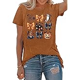 PECHAR Halloween Shirts for Women: Cute Ghost Graphic T-Shirts Spooky Season Gifts Blouse Tees