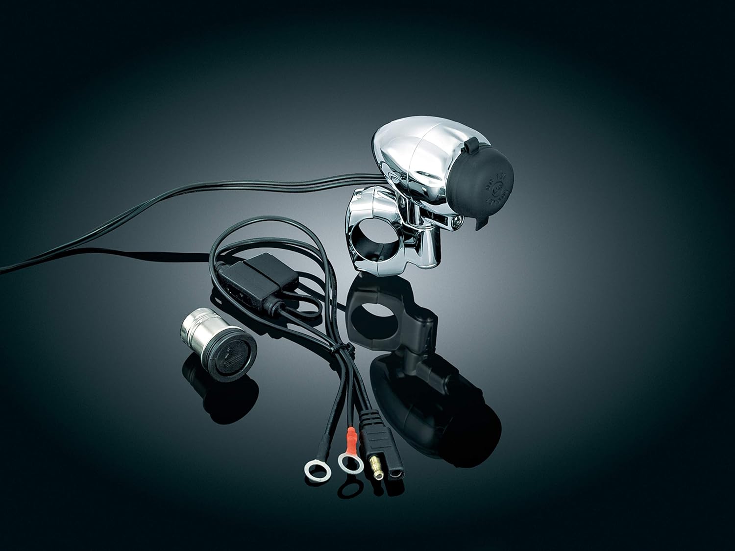 Kuryakyn 1423 Motorcycle Handlebar Accessory: Electrical Power Point/Device Charger with Mounting Clamp, Universal Fit for 1" Diameter Handlebars, Chrome: Automotive