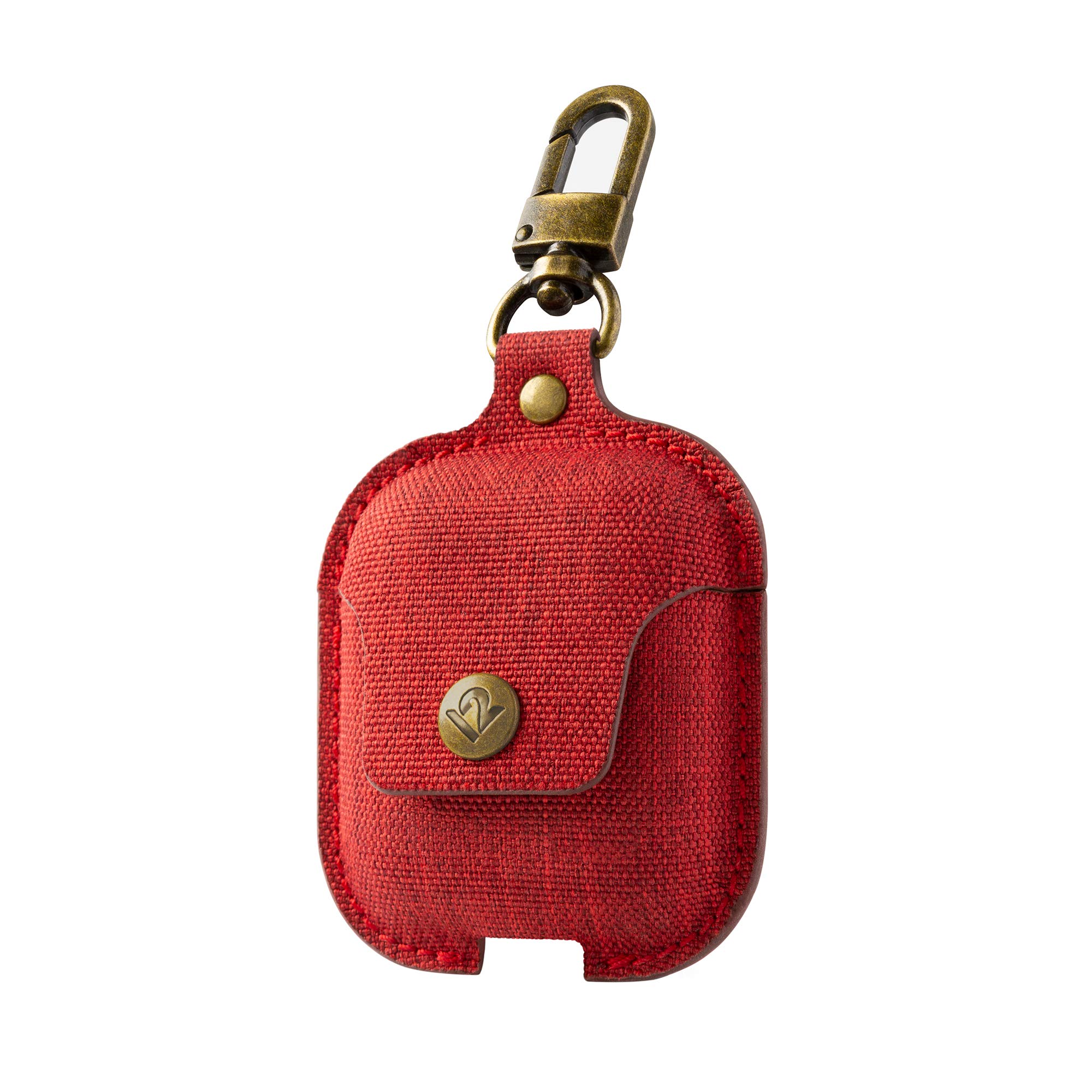 Twelve South AirSnap Twill | Protective Case/Cover with Loss Prevention Clip for AirPods & Wireless Charging Case for AirPods, Scarlet