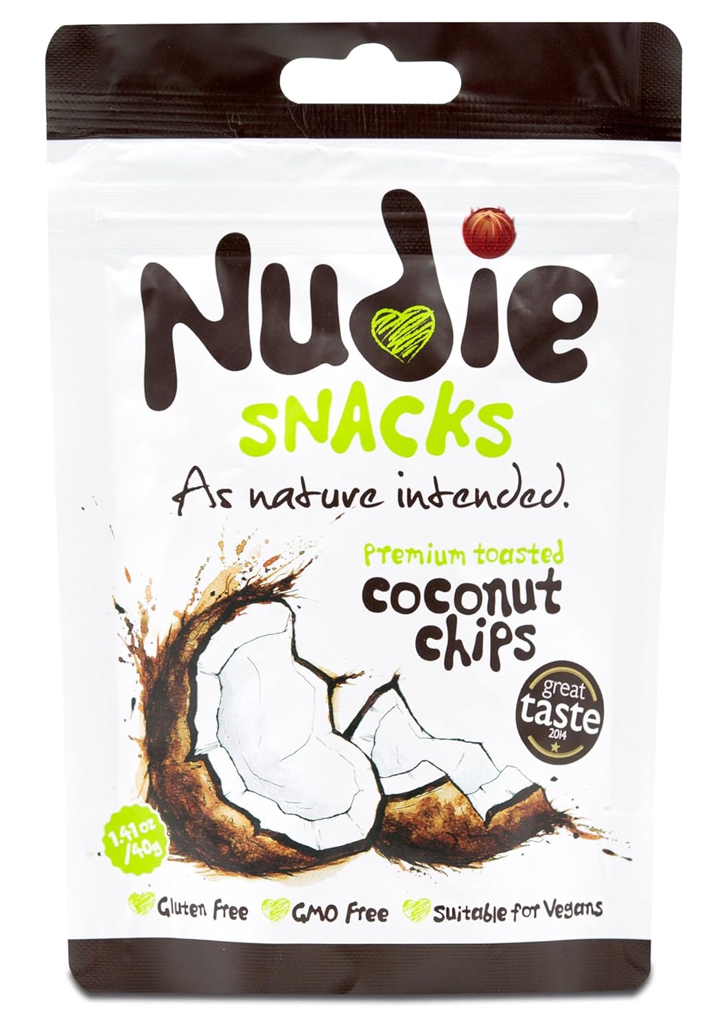 Nudie Snacks Coconut Chips, Original, 1.4 oz Bag (Pack of