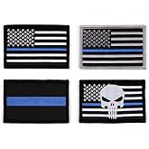 Great 1 Thin Blue Line American Flag Patch 4-Pack - Hook &amp; Loop Fastener | Police &amp; Law Enforcement, 2x3 Inch, Embroidered, Tactical Applique for Jackets, Hats, Backpacks, and Gear