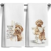 WOOGCHEIR Funny Goldendoodle Bathroom Hand Towels Set of 2, Goldendoodle Gifts, Dog Bathroom Decor,Funny Dog Decorative Hand Towels for Restroom Washroom,16x24 Inch