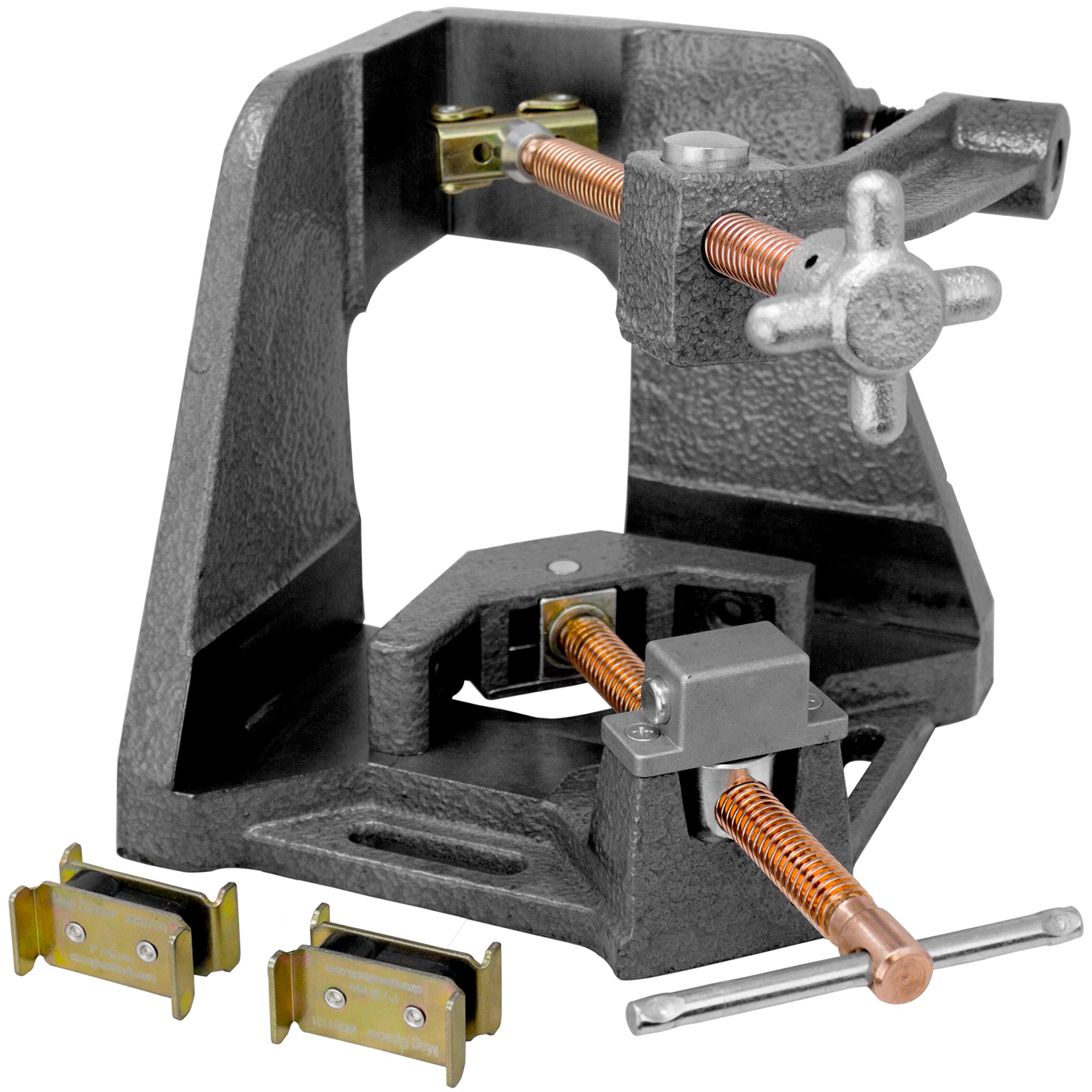 Strong Hand, 3-Axis Fixture Vise with Quick Acting Screw, Two Stand-Offs, Swing Away Arm with 3.75-Inch Miter Joint, 2.45-Inch T-Clearance - WAC35-SW