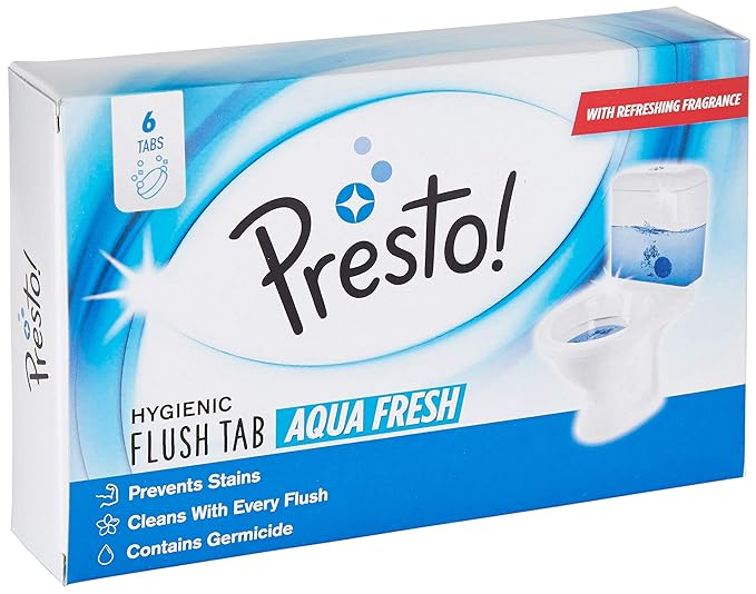 Amazon Brand-Presto! Hygienic Flush Tabs, Aqua Fresh-50 g (Pack of 6)