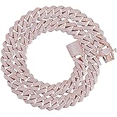 PY BLING Hip Hop Mens Full Iced Out 15mm 18K Gold/White Rose Gold Plated CZ Miami Cuban Link Chain Choker 18"-24" Necklace or 7.5"-8.5" Bracelet with Gift Box