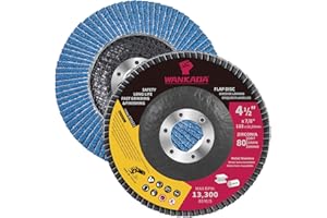 WANKADA 80 Grit Zirconia Flap Disc 4-1/2" x 7/8-Inch Abrasive Sanding Disc Bevel Type 29 Angle Grinder Edge Grinding Wheel for Stainless Steel and Metal (Pack of 10)