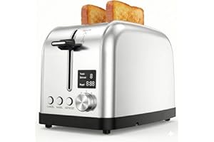 Toaster 2 Slice Retro Stainless Steel,Best Prime 2 Slice Toaster Wide Solt with 6 Shade Settings, Perfect for Waffles, Bagels