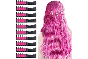 10 PCS Hair Chalk Comb, TOROKOM Temporary Bright Washable Hair Color Comb Mini Hair Chalk for Girls Age 4 5 6 7 8 10 Kids Non Toxic Hair Color Dye for Valentine Day Halloween Christmas DIY Hair Color(Pink)
