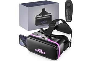 REALITEX 3D VR Headset for Kids + Android Remote - for iPhone & Android Phones | with 3D VR Videos & Apps Links | Virtual Reality Goggles Set for Beginners