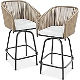 Best Choice Products Set of 2 Woven Wicker Swivel Bar Stools, Patio Bar Height Chair for Backyard, Pool, Garden, Deck w/ 360
