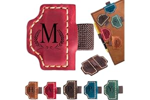 AEBGSA Custom Bygone Mark Bookmark with Pen Holder, 26 Letters Name Initial Personalized Magnetic Leather Bookmark, Gifts for Book Lovers, Readers, Travelers, Leather Book Marks (Wine Red, M)