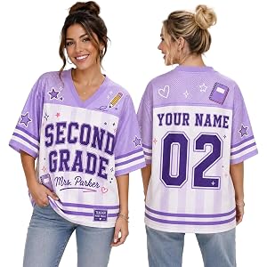 UrbanNEST Personalized Teacher Jersey, Custom Name Number Football Jersey, Custom Grade Teacher Outfit, Back to School