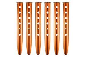 TESORRIO 6 Pack Sand Stakes for Beach - 12.6" Lightweight Aluminum Tent Stakes for Sand, Snow & Soft Ground, Vibrant Color and Wind-Resistant, Durable and Easy to Install, Rust Resistant U-Shaped Anchors
