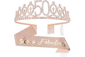 Semato 50th Birthday Decorations for Women Birthday Sash and Crown Kit- 50th Birthday Gifts for Women Party Favors (rose gold)