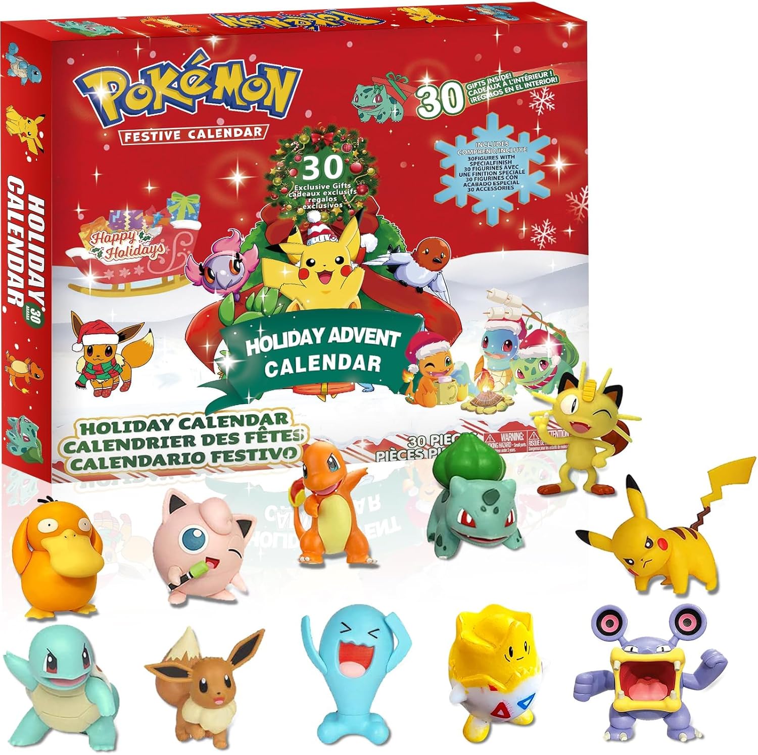 Advent Calendars - Kids Holiday Advent Calendar 2023, 30 Surprise Holiday Gifts with Po-ke-mon Toys, Countdown to New Year and Christmas, Po-ke-mon Christmas Gifts for Kids, Kids Toys for 3 4 5 6 7 8 Year Old Boys Girls