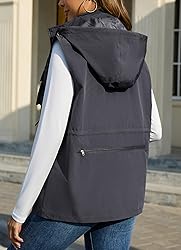 PESION Womens Packable Utility Vest Drawstring