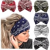 AQOKKA Extra Wide Headbands for Women Large Turban Headband Non Slip Boho Elastic Hairband Hair Twisted Knot Head Bands Accessories