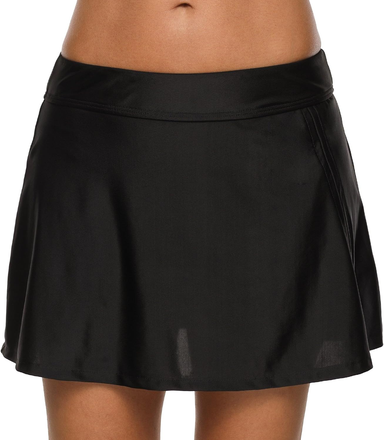 Charmo Womens Solid Skirted Bikini Bottoms with Briefs Beach Skirtini Swimdress