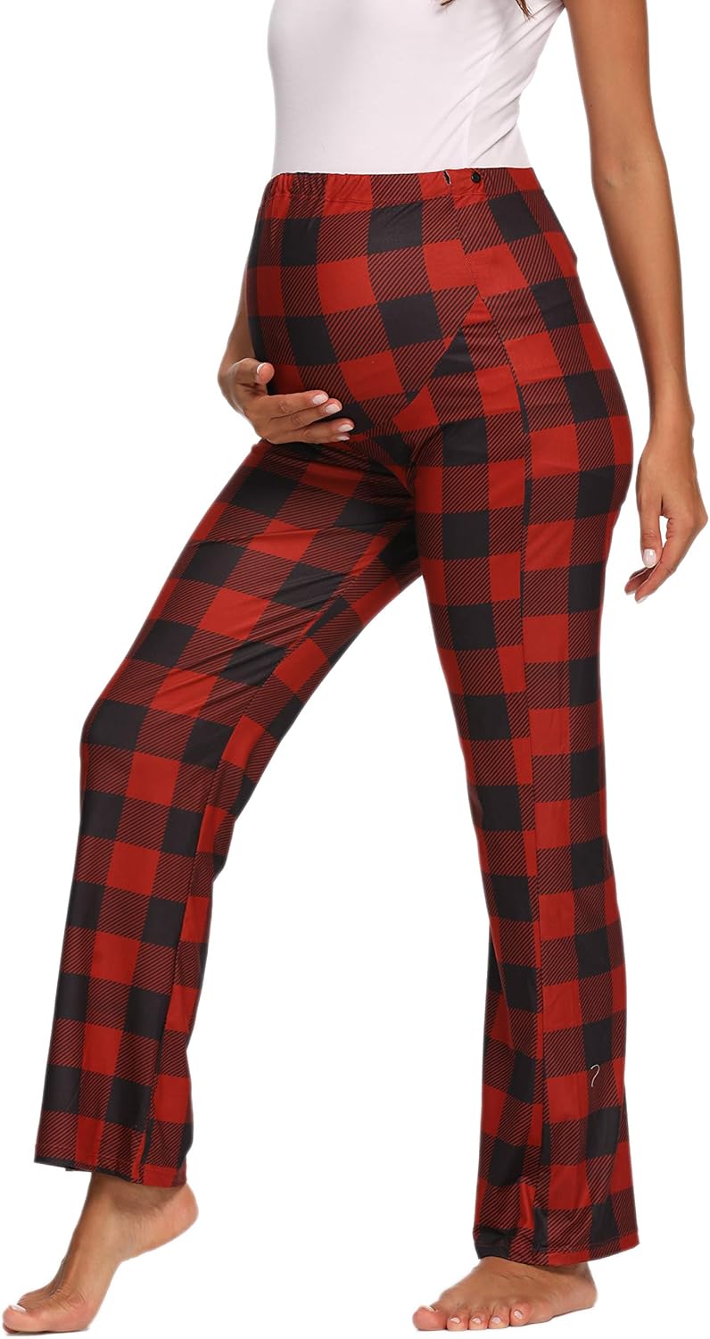 V VOCNI Maternity Comfy Casual Pants Palazzo Wide Leg Maternity Lounge Pants Stretch Floral Print Over The Belly Pants at  Women’s Clothing store