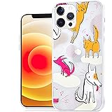 Meilib Cute Dog Puppy Pattern Designed for iPhone 12 Pro Max (2020) 6.7” Inch, Multi-Colored Thin Matte Clear Case with Desig