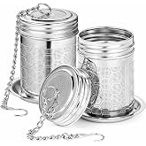 2 Pack Tea Infusers For Loose Tea, 304 Stainless Steel, 2 Inch | Fine Mesh Filter, Threaded Lid, Chain Hook, Drip Trays, Fits Most Mugs And Teapots, Dishwasher Safe