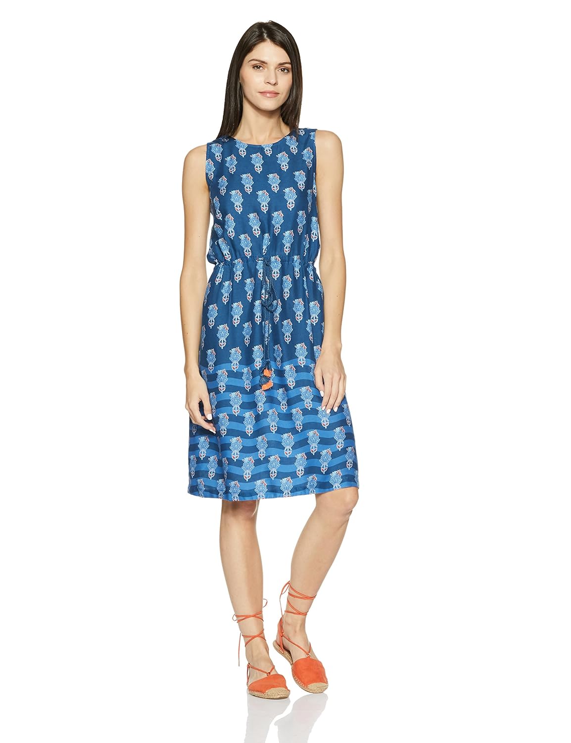 global desi women's a-line knee long dress