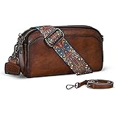 Iswee Leather Purses for Women Small Cossbody Bags Multi Pockets Shoulder Purse Vintage Satchel Bag Daily Travel Purses