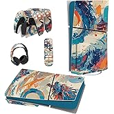 PlayVital Full Set Skin Sticker for ps5 Slim Console Disc Edition (The New Smaller Design), Vinyl Skin Decal Cover for ps5 Controller & Headset & Charging Station - Dragon's Elysium