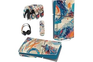 PlayVital Full Set Skin Sticker for ps5 Slim Console Disc Edition (The New Smaller Design), Vinyl Skin Decal Cover for ps5 Controller & Headset & Charging Station - Dragon's Elysium