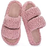 RockDove Women’s Pluffie Slippers with Arch Support & Memory Foam, Cozy Faux Fur Open Toe House Shoes, Gift-Ready Indoor Outdoor Comfort