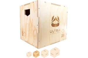 Ultra Fitness Gear Wooden Plyo Box, 31 Plyometric Jump Training Squat, Step Up, Jumps & More Workout Size S, M, L, XL