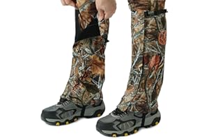 BASSDASH Camo Waterproof Hunting Leg Gaiters with Replaceable Insteps Lightweight Breathable Boot Gaiter for Hiking Trekking Fishing
