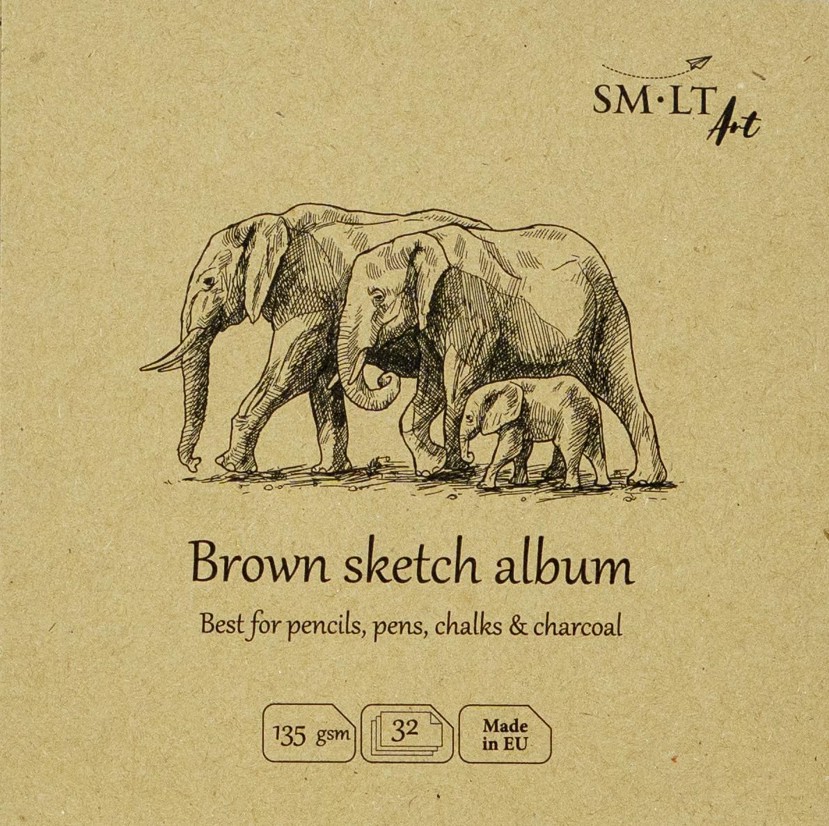 SM-LT Drawing Book, Brown, 14 x 14 cm