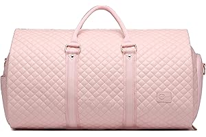 SEYFOCNIA Convertible Carry on Garment Bag for Women,Leather Garment Bags for Travel with Shoe Pouch 2 in 1 Hanging Suitcase Suit Bag for Women Travel Bags for Women Duffle Bag Garment Bag Gifts for Women Pink