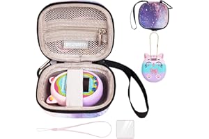 MGZNMTY Travel Case and Silicone Case for Tamagotchi Uni Virtual Pet Machine, Screen Protector Compatible with Tamagotchi Uni Watch Digital Pet (Silicone and Carrying Case) (Purple)