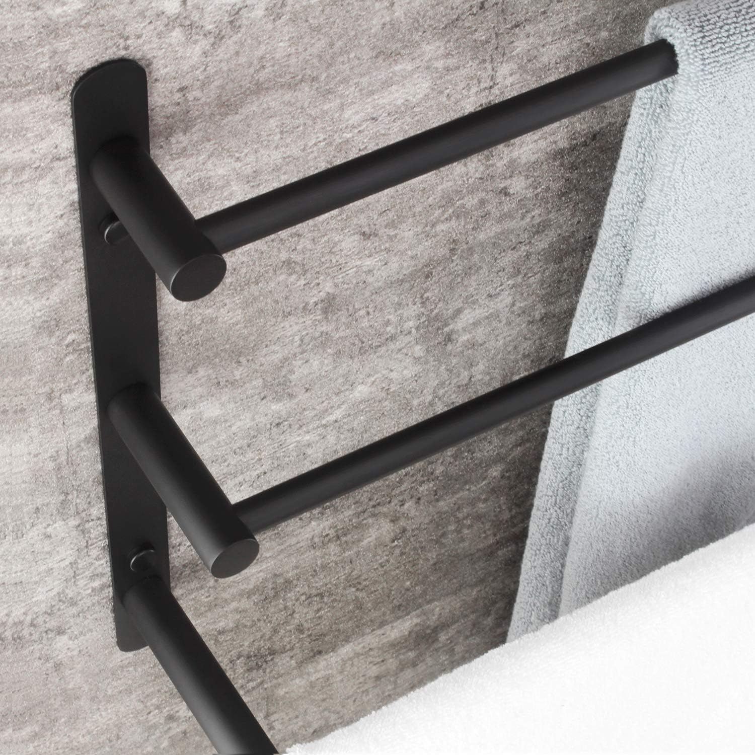KOKOSIRI Bath Towel Bars Matte Black Bathroom 3-Tiers Ladder Towel Rails Wall Mounted Towels Shelves Rack Stainless Steel, B5002BK: Kitchen & Dining