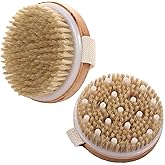 2 Pcs Dry Brushing Body Brush with Massage Nodes,Exfoliating Brush Body Scrubber for Dry Skin, Lymphatic Drainage,Promote Circulation,Soft Skin