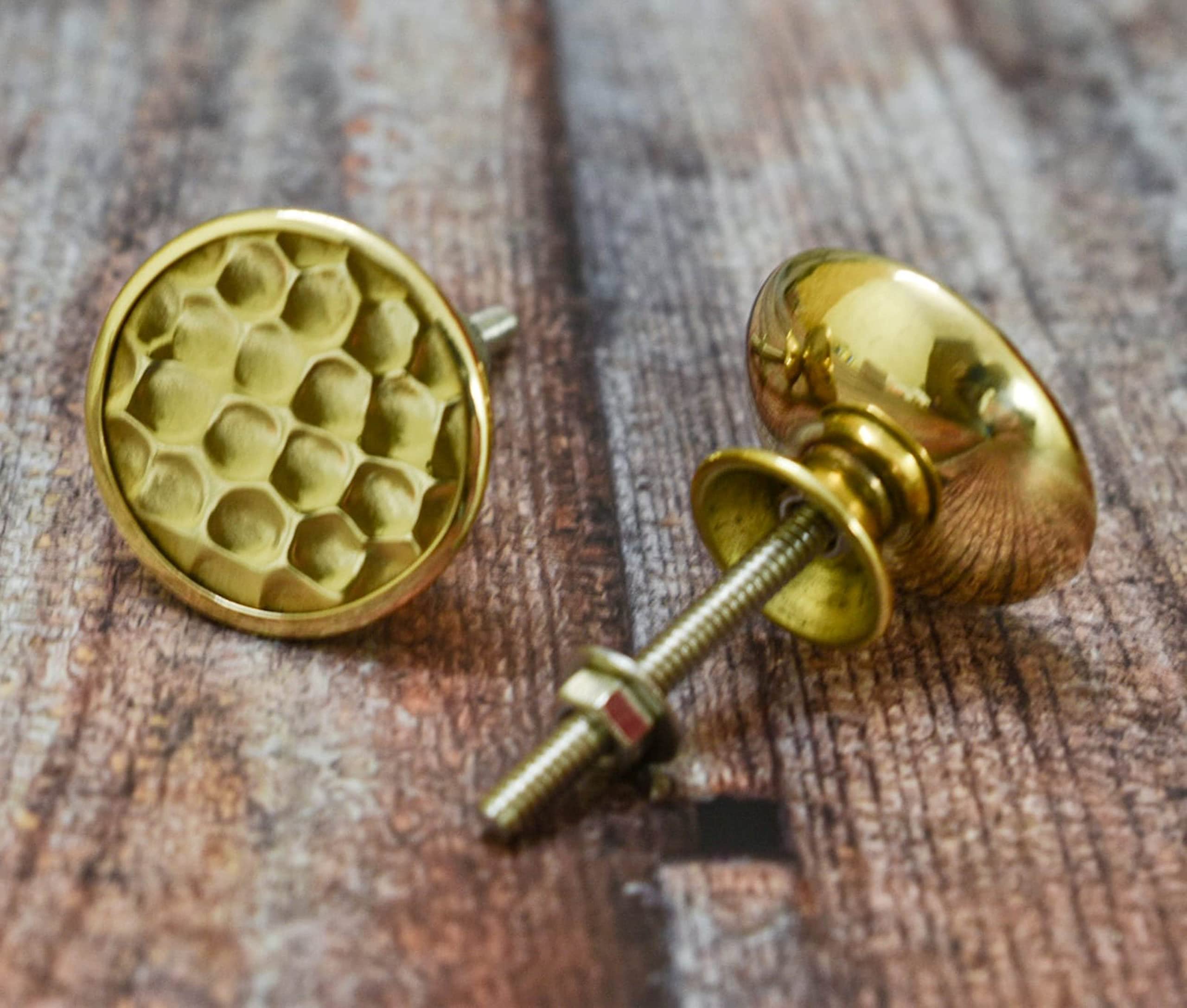 ARTISNO Golden Round Hammer Brass Cabinet Knobs-Handmade Brass knobs India, Premium Quality Brass Cabinet Hardware,Rust-Free Brass Cabinet knob