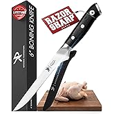 Kitchen perfection 6” Boning Knife for Meat Cutting & Filleting - Razor Sharp Premium German Steel Blade with Sheath - Full T