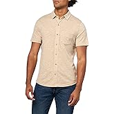 Lucky Brand Men's Linen Short Sleeve Button Up Shirt, Plaza Taupe, Medium