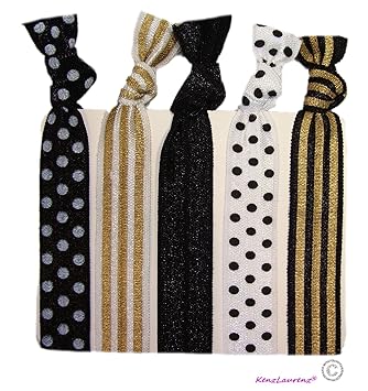 Amazon Com Hair Ties Dots And Stripes Ponytail Holders No
