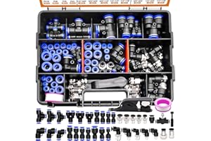 mankk 116PCS Quick Connect Air Hose Fittings Kit 35 Sizes 1/8" 1/4" 5/16” 3/8" 1/2",4/6/8/10mm Push to Connect Fittings Air Line Fittings Quick Release Pneumatic Kit