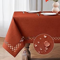 MIULEE Burnt Orange Thick Polyester Linen Rectangle