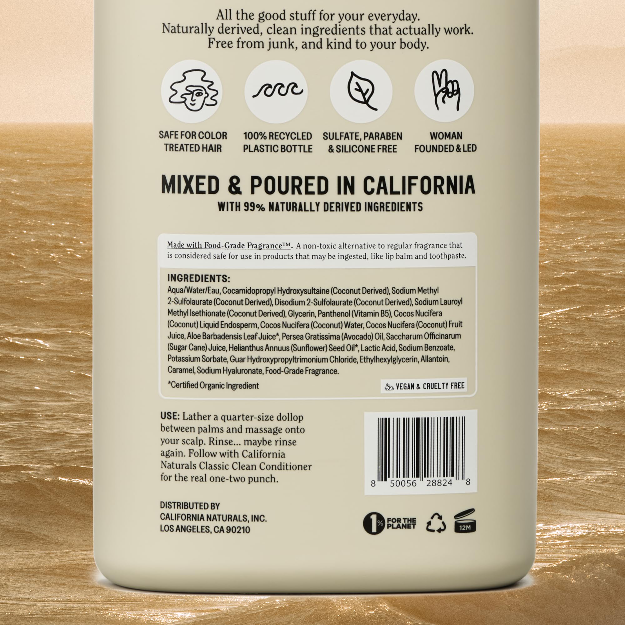 California Naturals Coconut Shampoo, Sulfate Free, Scalp and Hair Care for Women and Men, Coconut Cleansing Complex, Natural, Vegan, Cruelty, Silicone, and Paraben Free, All Hair Types, 16.5 fl oz