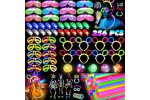 HONLYNE Glow in the Dark Supplies for Kids Adults, Light Up Party Favors, 56 LED Light Up Toys, 100 Glow Sticks Bulk Party Pack DIY Glasses Headbands Necklaces for Neon Party Supplies & Decorations