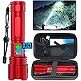 Flashlights High Lumens Rechargeable - 1500 Meters Long Beam Super Bright LED Flash Light with Power Display & IPX5 Waterproof for Camping, 20H Runtime,5 Modes,Zoomable Handheld Flashlight -Red
