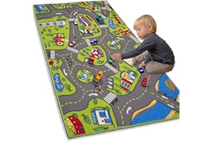 MAPIXO Large Kids Carpet Playmat Rug 52 x 32 with Non-Slip Backing, City Life Play Mat for Playing with Car Toy, Game Area for Baby Toddler Kid Child Educational Learn Road Traffic in Bedroom, Classroom